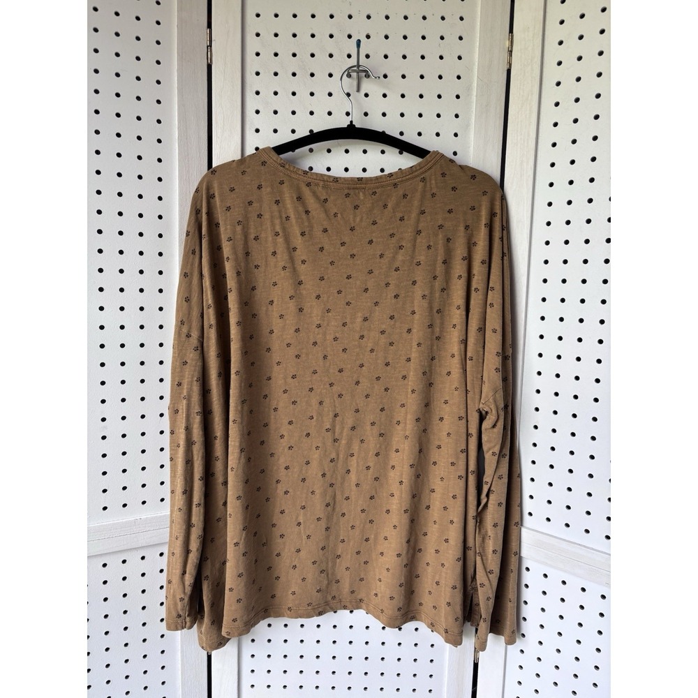 Toad&Co Women's LG Mustard Oversized Button Henley 3/4 Sleeve Tee T-Shirt - Picture 6 of 6